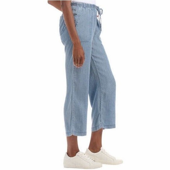 NWT Splendid Wide Leg Crop Pants Blue Chambray - Picture 2 of 3